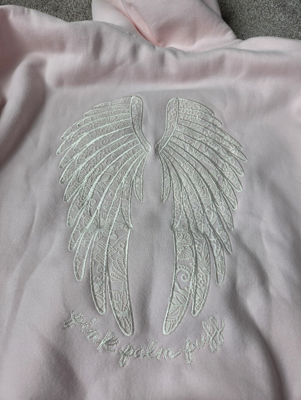 Pink Palm Puff Lacy Hoodie Angel Pink